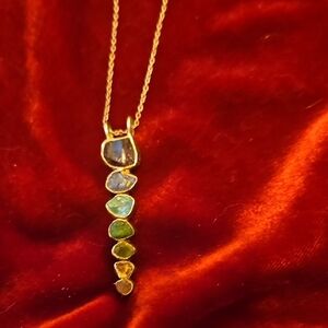 Artisan Silver Necklace with Multi-Color Stones